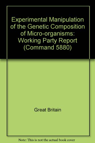 9780101588003: Experimental Manipulation of the Genetic Composition of Micro-organisms: Working Party Report (Command 5880)