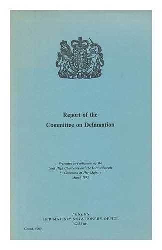 9780101590907: Report on the Committee on Defamation: 5909