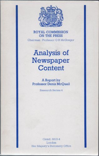 9780101681049: Analysis of Newspaper Content (Command 6810-4)