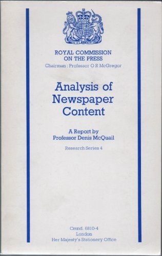 Stock image for Analysis of Newspaper Content (Command 6810-4) for sale by Bernhard Kiewel Rare Books