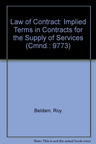 9780101977302: Law of Contract: Implied Terms in Contracts for the Supply of Services (Cmnd.: 9773)