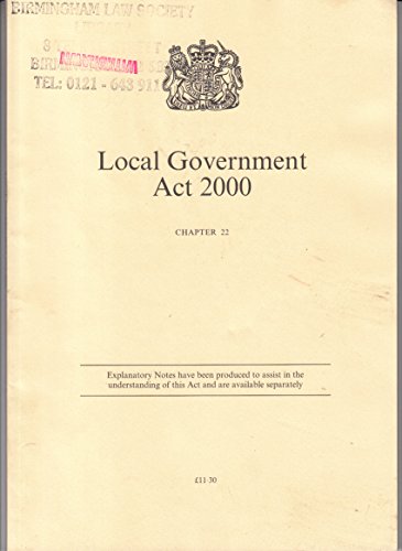 9780105422006: Local Government Act 2000: Elizabeth II. Chapter 22