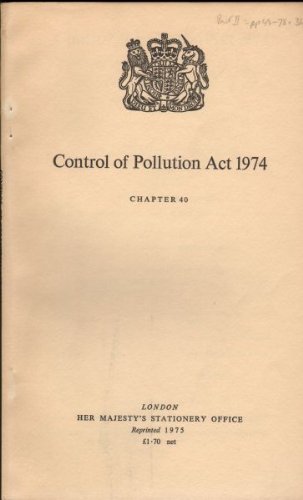 Stock image for Control of Pollution Act 1974. Chapter 40. for sale by J J Basset Books, bassettbooks, bookfarm.co.uk