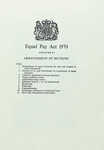 9780105441700: Equal Pay Act 1970: Elizabeth II. Chapter 41