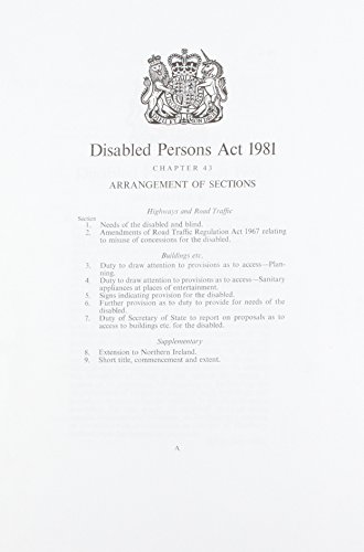 9780105443810: Disabled persons act, 1981: Elizabeth II, 1981. Chapter 43