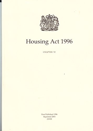 Stock image for Housing Act 1996: Elizabeth II. Chapter 52 for sale by WorldofBooks