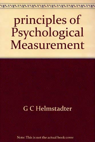 Beispielbild fr Principles of Psychological Measurement zum Verkauf von Better World Books