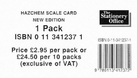 9780113412372: Pack of 10 (Hazchem Scale Cards)