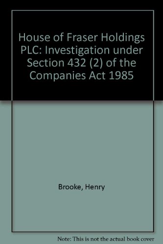 9780115146527: House of Fraser Holdings plc: Investigation under section 432 (2) of the Companies Act 1985