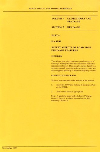 9780115522031: Design manual for roads and bridges: Vol. 4: Geotechnics and drainage, Section 2: Drainage, Part 4: Safety aspects of road edge drainage features