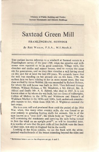 Beispielbild fr Saxtead Green Mill, Framlingham, Suffolk zum Verkauf von Philip Emery