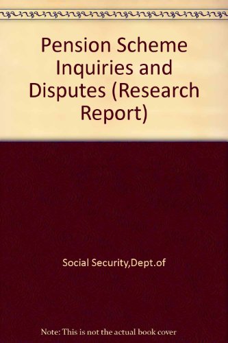 Imagen de archivo de Pension Scheme Inquiries and Disputes: No. 66. (Research Report S.) Social Security,Dept.of a la venta por Gareth Roberts