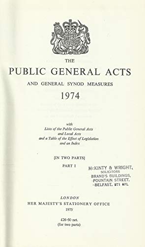 Stock image for The Public General Acts and General Synod Measures 1974 (Volume 1) for sale by Anybook.com