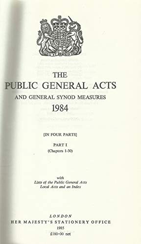 Stock image for The Public General Acts and General Synod Measures 1984 for sale by Pigeonhouse Books, Dublin