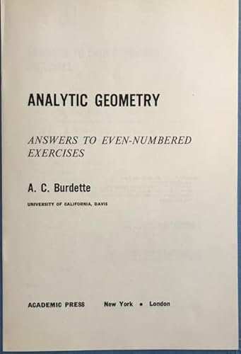 9780121422592: Ans (Analytic Geometry)