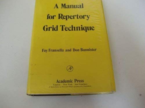 Stock image for A Manual for Repertory Grid Technique for sale by Better World Books