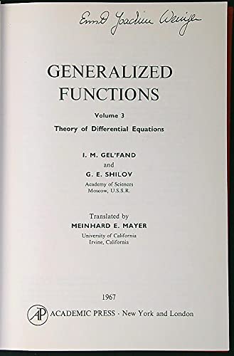 9780122794032: Generalized Functions: v. 3