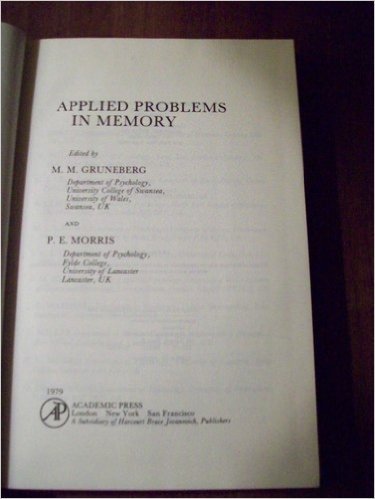 Beispielbild fr Applied Problems in Memory zum Verkauf von Webbooks, Wigtown