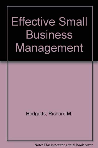 Imagen de archivo de Effective small business management a la venta por Wonder Book