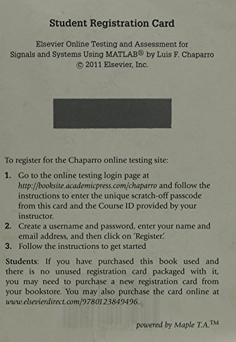 9780123849496: Signals and Systems Online Testing Registration Card