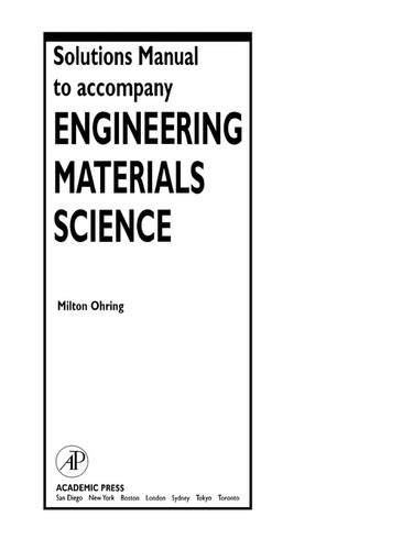 9780125249980: Solutions Manual to accompany Engineering Materials Science