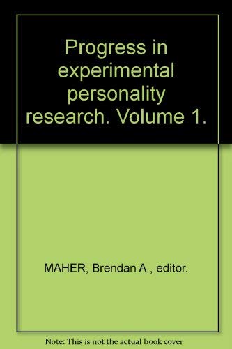 Imagen de archivo de Progress in Experimental Personality Research, Volume 1. a la venta por WeSavings LLC