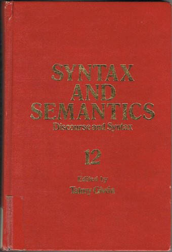 9780126135121: Syntax and Semantics: Discourse and Syntax: 12