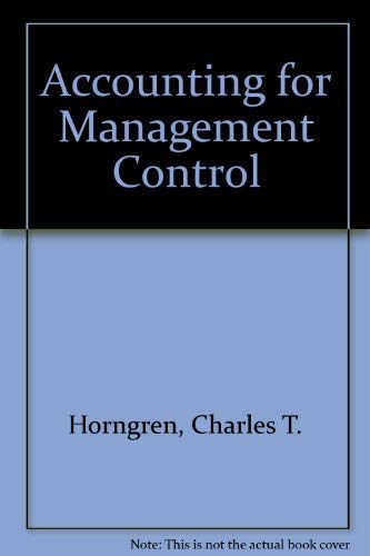 Beispielbild fr Accounting for Management Control : An Introduction zum Verkauf von Better World Books