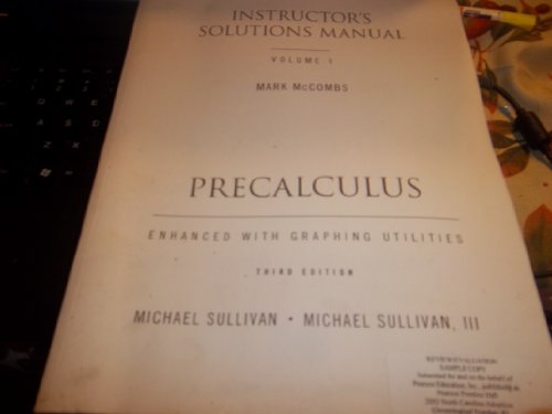 9780130093110: Precalculus Instructor's Solutions Manual (Volume 1)