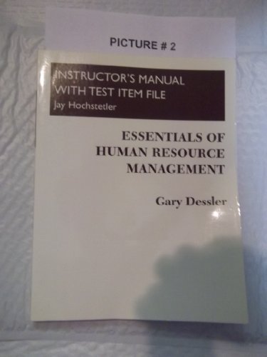 Instructors Manual with Test Item File (9780130116321) by Dessler