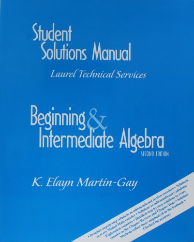 9780130173386: Beginning & Intermediate Algebra, Second Edition (Student Solutions Manual)