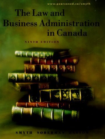 Beispielbild fr Law and Business Administration in Canada zum Verkauf von medimops