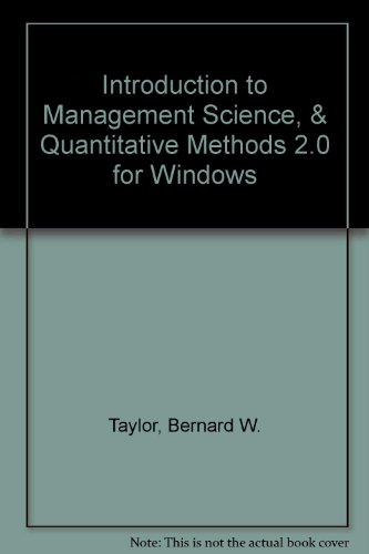 Stock image for Introduction to Management Science, & Quantitative Methods 2.0 for Windows for sale by dsmbooks