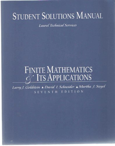 Students Solutions Manual (9780130189912) by Goldstein, Larry J.; Schneider, David I.; Siegel, Martha J.