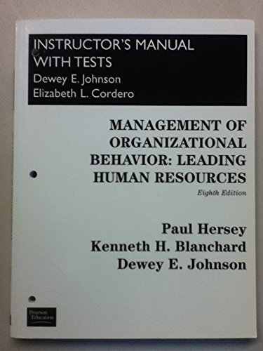 Stock image for Management of Organizational Behavior: Leading Human Resources (Instructor's Manual) for sale by SecondSale