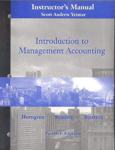 9780130342263: Instructors Manual - Introduction to Management Accounting