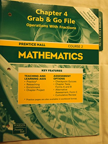 Imagen de archivo de Prentice Hall Mathematics Chapter 4 Grab & Go File Operations With Fractions Course 2 a la venta por Better World Books