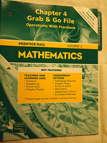 9780130377128: Prentice Hall Mathematics Chapter 4 Grab & Go File Operations With Fractions Course 2