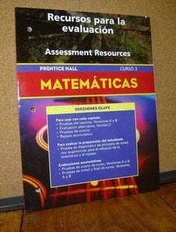 Stock image for PRENTICE HALL MATH COURSE 3 SPANISH ASSESSMENT RESOURCES BLACKLINE MASTERS 2004C for sale by Allied Book Company Inc.