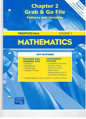 Stock image for Prentice Hall Mathematics Course 1 Grab & Go File, Chapter 2-Patterns And Variables (2004 Copyright) for sale by ~Bookworksonline~