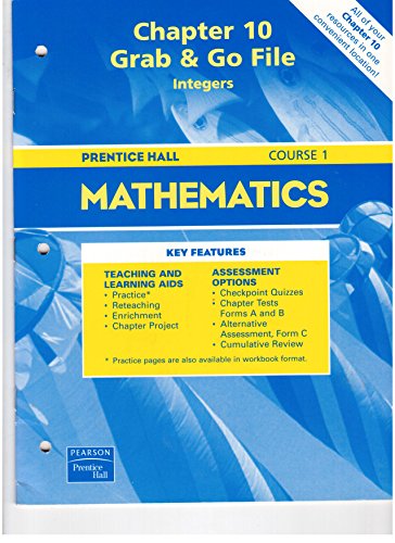 Stock image for Prentice Hall Mathematics Course 1 Grab & Go File, Chapter 10-Integers (2004 Copyright) for sale by ~Bookworksonline~