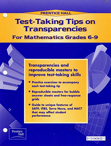 Stock image for Test-Taking Tips on Transparencies for Mathematics Grades 6-9 [Paperback] (Grades 6-9) for sale by Dailey Ranch Books