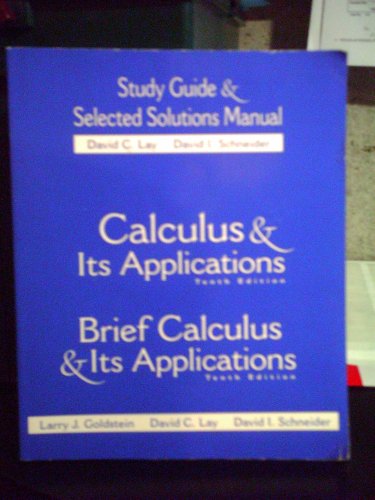 Beispielbild fr Calculus and Its Applications - Study Guide and Selected Solutions Manual zum Verkauf von BookHolders