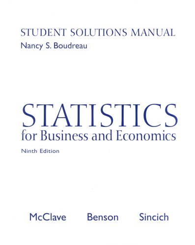 Beispielbild fr Statistics for Business and Economics Student Solutions Manual zum Verkauf von Wonder Book