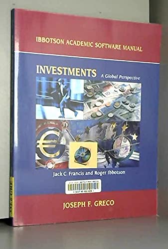 Imagen de archivo de Investments: A Global Perspective (Ibbotson Academic Software Manual) a la venta por Open Books