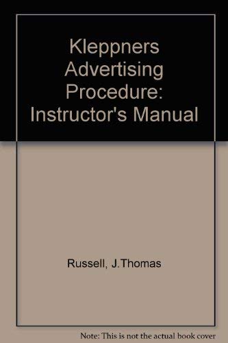 Stock image for Kleppners Advertising Procedure: Instructor's Manual for sale by HPB-Red