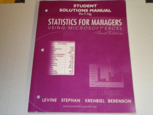 Imagen de archivo de Statistics for Managers Using Microsoft Excel a la venta por Wonder Book