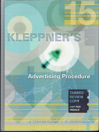 Stock image for Kleppner's Advertising Procedure (15th Edition) Tabbed Review Copy for sale by Granada Bookstore,            IOBA