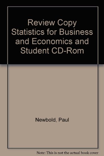 Stock image for Review Copy Statistics for Business and Economics and Student CD-Rom for sale by SatelliteBooks