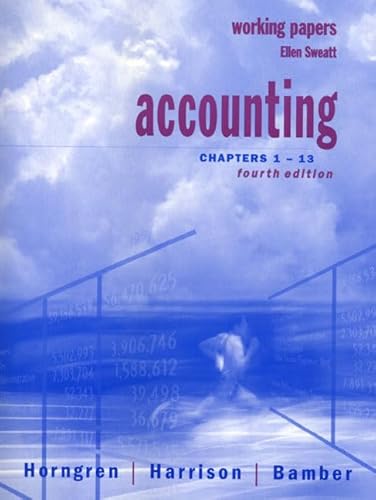 Beispielbild fr Accounting: Chapters 1-13 : Working Papers zum Verkauf von ThriftBooks-Atlanta